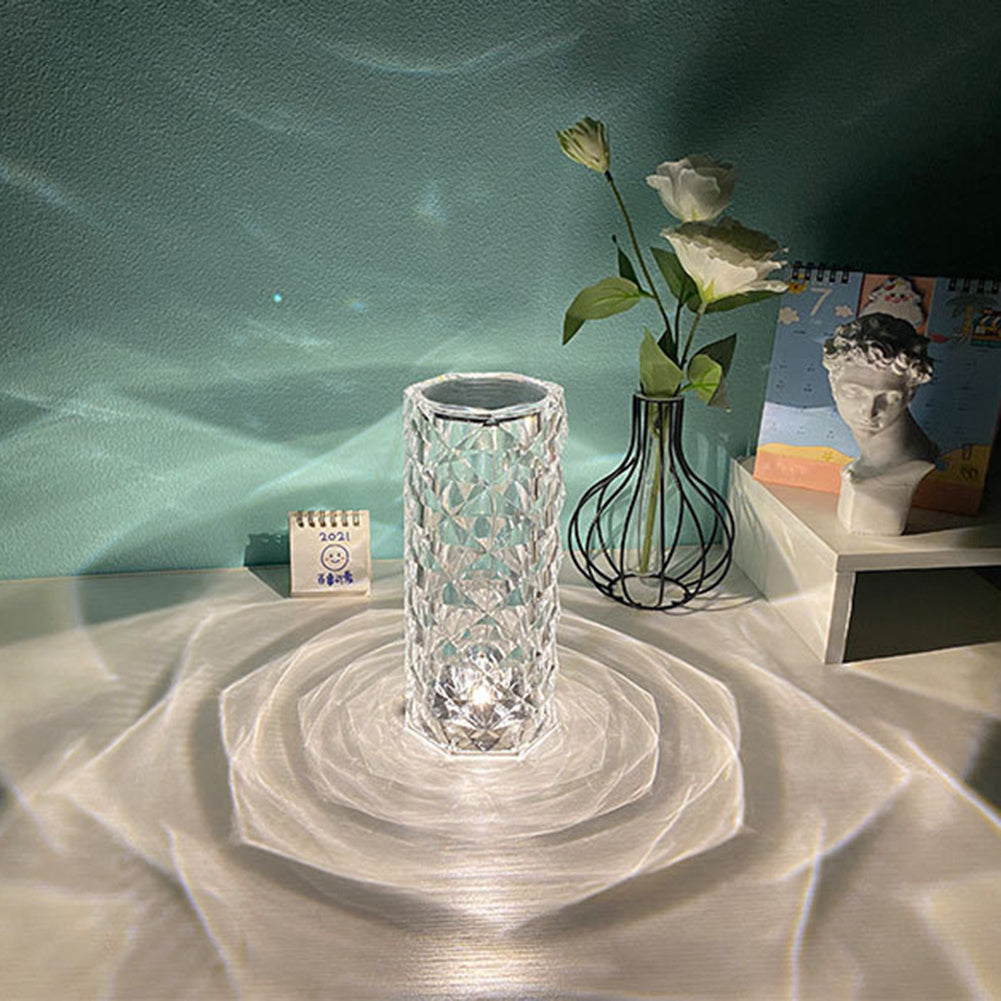 Lámpara de Cristal Nórdica USB con Control Táctil y Efecto Diamante
