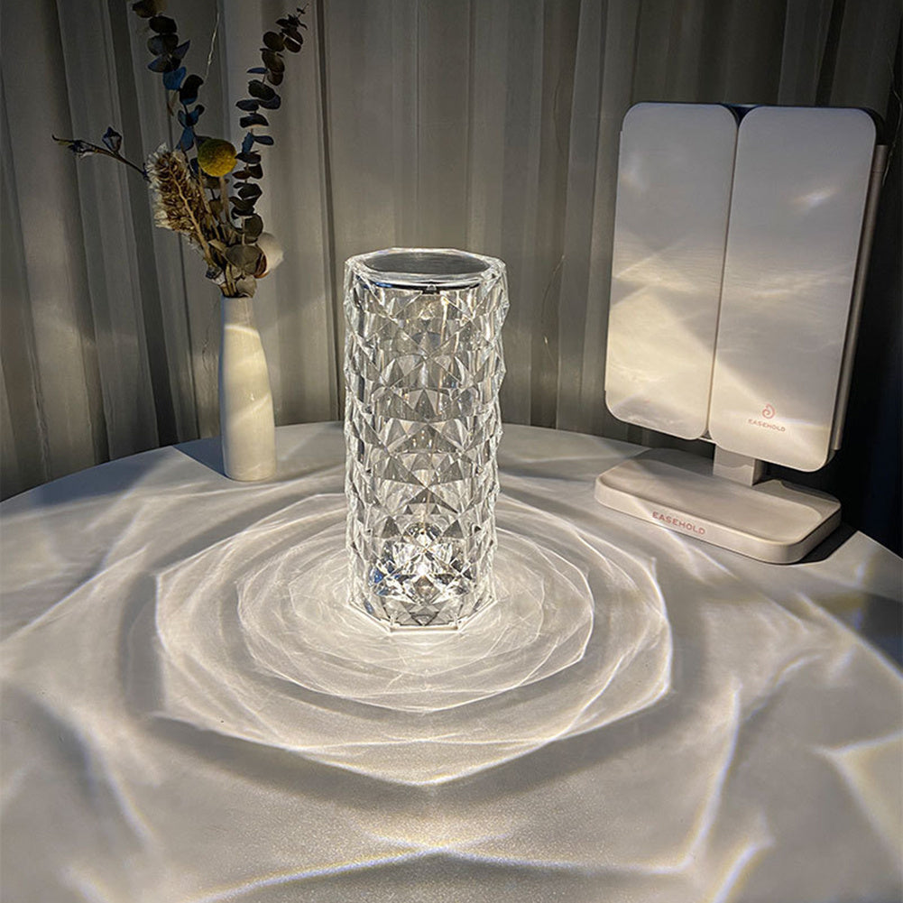 Lámpara de Cristal Nórdica USB con Control Táctil y Efecto Diamante